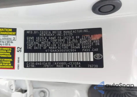 2025 Toyota Camry Se from USA, damaged, VIN 4T1DAACK9SU582804